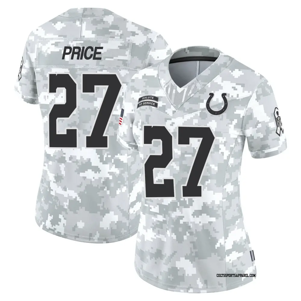 Limited Arctic Camo Women's D'vonte Price Indianapolis Colts 2024 Salute to Service Jersey